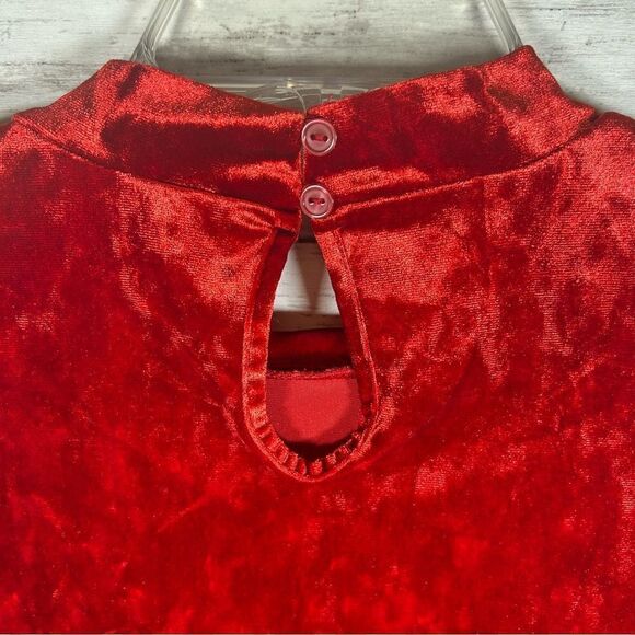 Mossimo Cold Shoulder Mock Neck Crushed Velour Red Top XXL - Picture 8 of 8